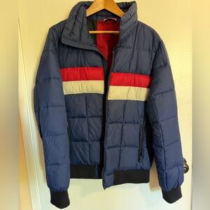 Men's Tommy Hilfiger Blue and Red Puffer Jacket